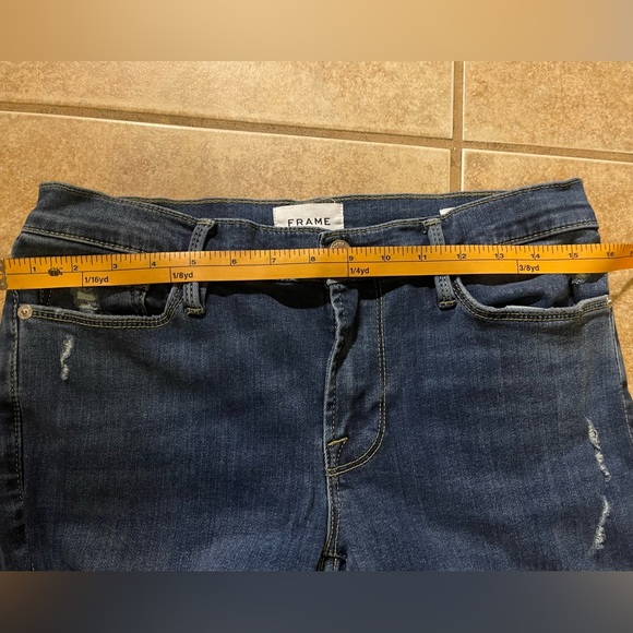 Frame Womens Le Garcon Boyfriend Jeans Size 27 Blue Distressed Covant Midrise - Picture 13 of 15